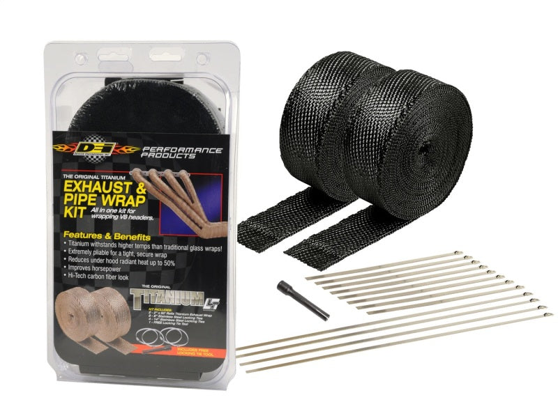 DEI Exhaust Wrap Kit - Black Titanium Wrap Locking Ties & Locking Tie Tool DEI