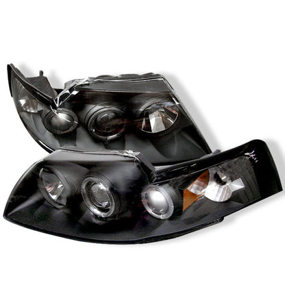 Spyder Ford Mustang 99-04 Projector Headlights LED Halo Black High H1 Low H1 PRO-YD-FM99-1PC-AM-BK SPYDER