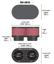 Load image into Gallery viewer, K&amp;N Filter Universal  Filter 2 3/8 inch Dual Flange 107mm C-C 3 inch Height