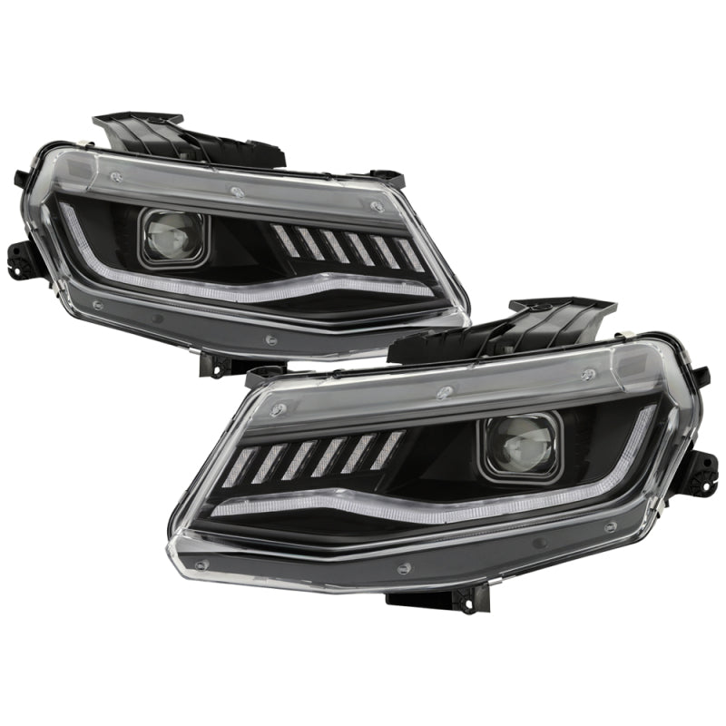 Spyder Chevy Camaro 16-18 Halogen Model Projector Headlights Black PRO-YD-CCAM16HALSI-SEQ-BK SPYDER