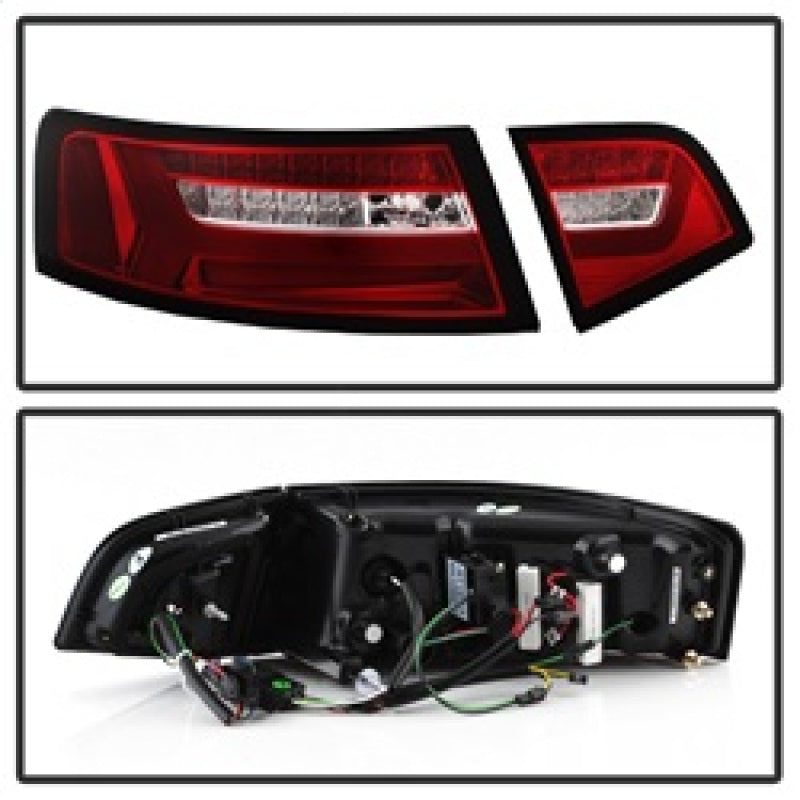 Spyder 09-11 Audi A6 LED Tail Lights - Red Clear (ALT-YD-AA609-LED-RC) SPYDER