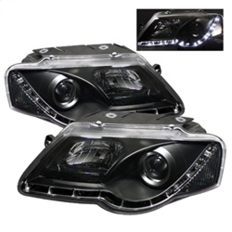 Spyder Volkswagen Passat 06-08 Projector Headlights DRL Black High H1 Low H1 PRO-YD-VP06-DRL-BK SPYDER