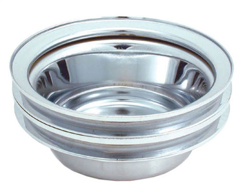 Spectre SB Chevy (w/Long Water Pump) Double Lower Groove Crankshaft Pulley - Chrome Spectre