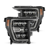 AlphaRex 880137 21-23 Ford F150 / 21-23 Ford F150 Raptor NOVA-Series LED Projector Headlights Black - 880137