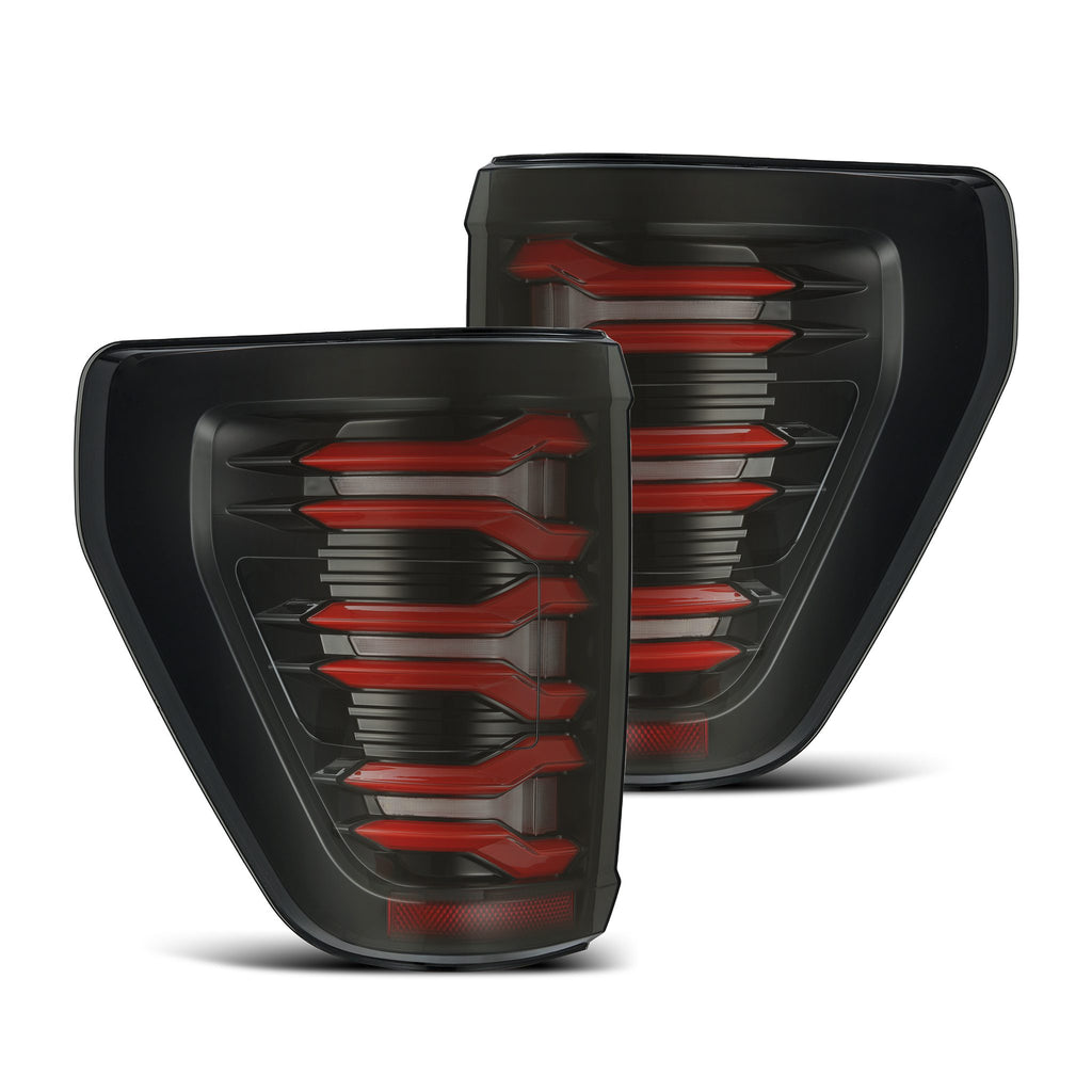 AlphaRex 653030 21-23 Ford F150 LUXX-Series LED Tail Lights Black-Red - 653030