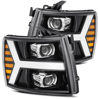 AlphaRex 07-13 Chevrolet Silverado PRO-Series Halogen Projector Headlights Jet Black - 880206 AlphaRex