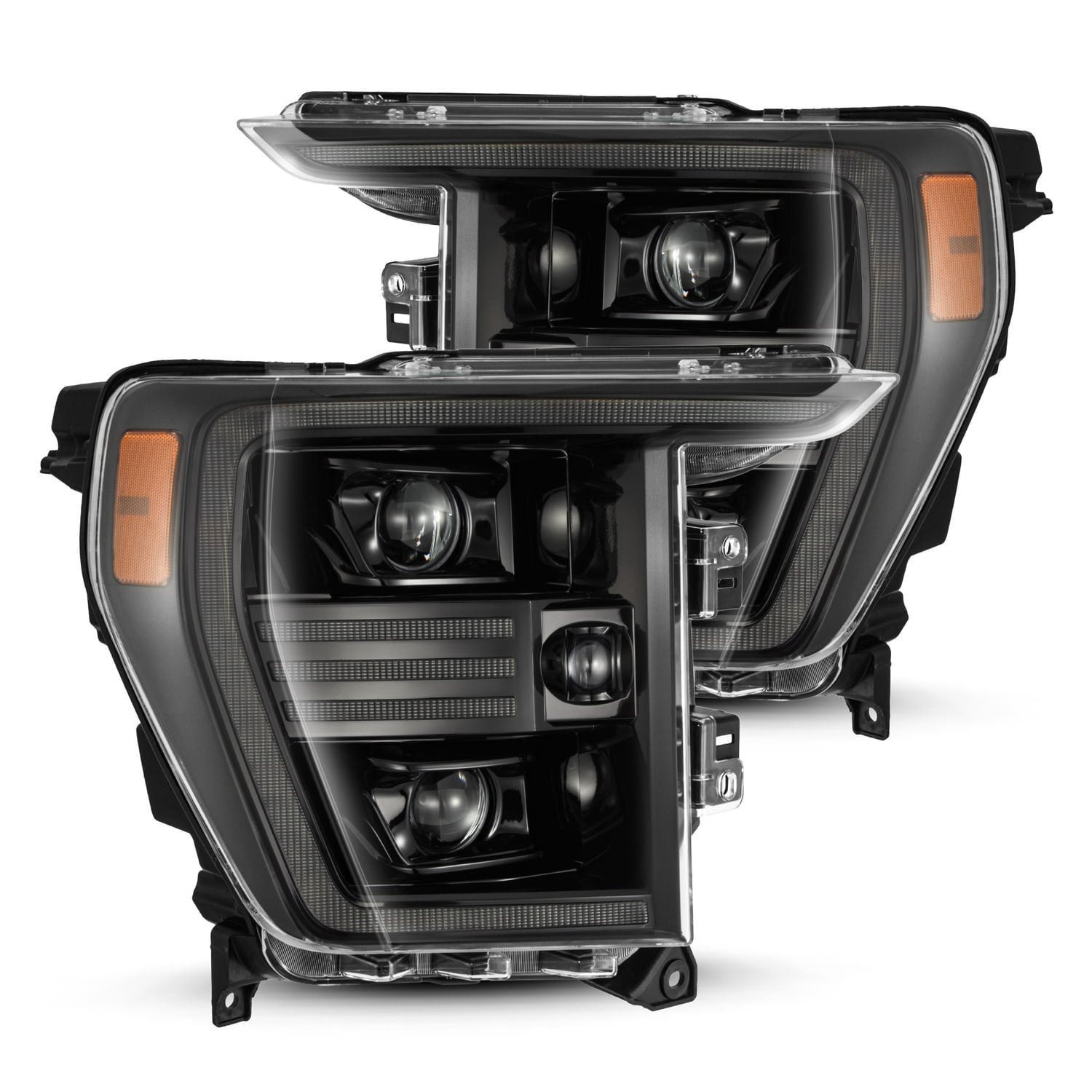 AlphaRex 21-23 Ford F150 PRO-Series Halogen Projector Headlights Alpha-Black - 880294 AlphaRex