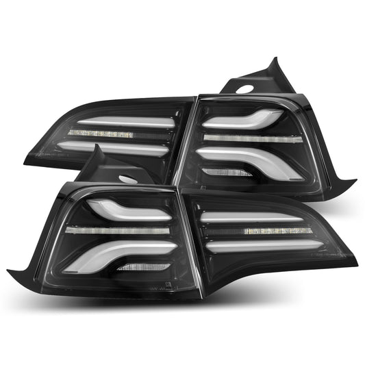 AlphaRex 20-22 Tesla Model Y (With Stock Amber Turn Signal) PRO-Series LED Tail Lights Jet Black - 601030 AlphaRex