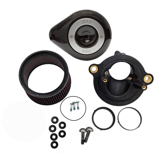 S&S Cycle M8 Gen 2 Models Stealth Air Cleaner Kit 1in Filter Teardrop 58/64/68mm TB - Carbon Fiber