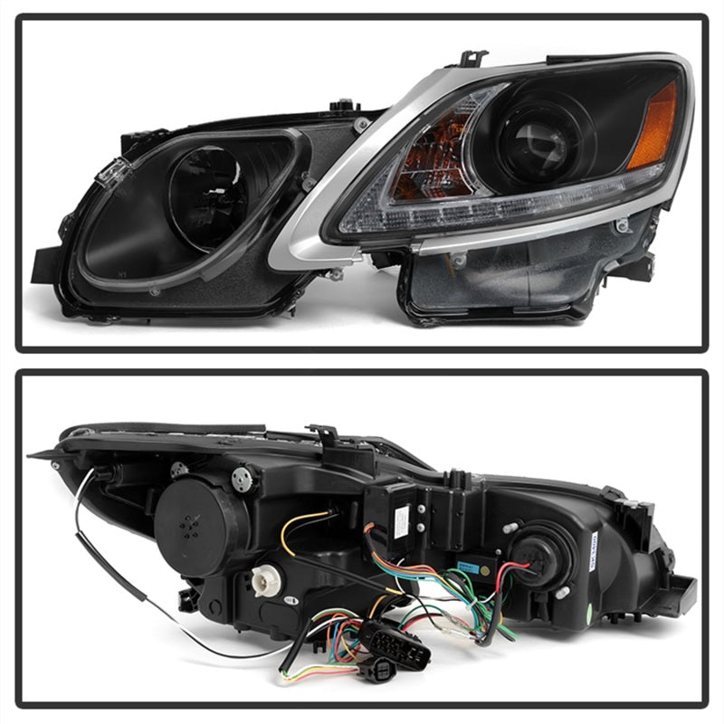 Spyder Lexus GS 300 / 350 / 450 06-11 Headlights - HID Model Only - Black PRO-YD-LG06-HID-DRL-BK SPYDER