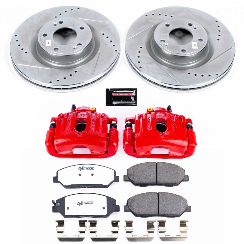 Power Stop 09-11 Hyundai Genesis Front Z26 Street Warrior Brake Kit w/Calipers PowerStop