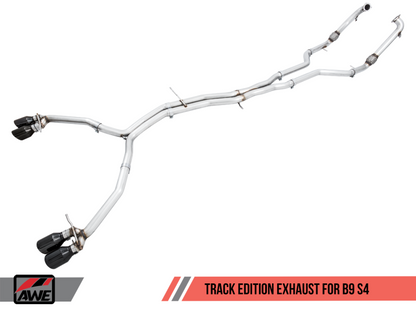 AWE Tuning Audi B9 S4 Track Edition Exhaust - Non-Resonated (Black 102mm Tips) AWE Tuning