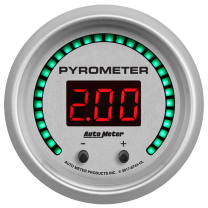 Autometer 52.4mm Silver Two Channel 0-2000 Degree Pyrometer (EGT) Ultra-Lite Elite Digital Gauge 6744-UL