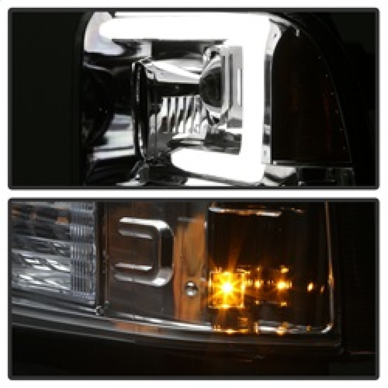 Spyder 05-07 Ford F250/350/450 SD Ver 2 Proj Headlights - Light Bar DRL - Black PRO-YD-FS05V2-LB-C SPYDER