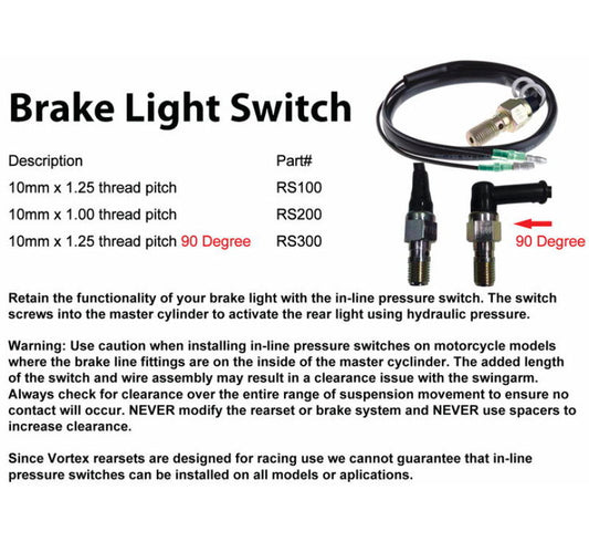 Vortex Racing Brake Line Pressure Switch 1.00 - RS200