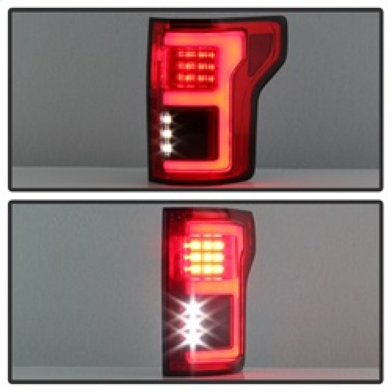 Spyder 15-18 Ford F-150 LED Tail Lights (w/Blind Spot) - Red Clear (ALT-YD-FF15015BS-LBLED-RC) SPYDER