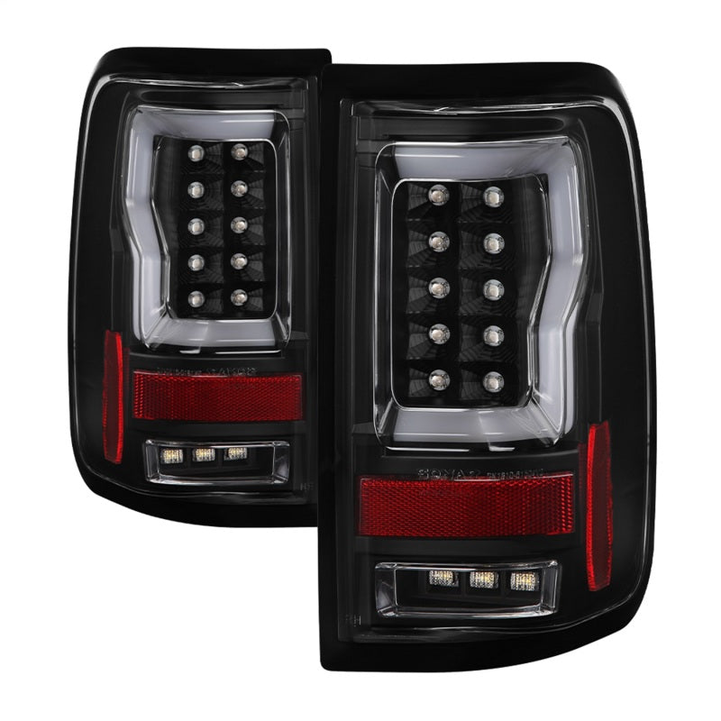 Spyder 04-08 Ford F-150 Projector Tail Lights - Light Bar DRL LED - Black ALT-YD-FF15004V2-LBLED-BK SPYDER