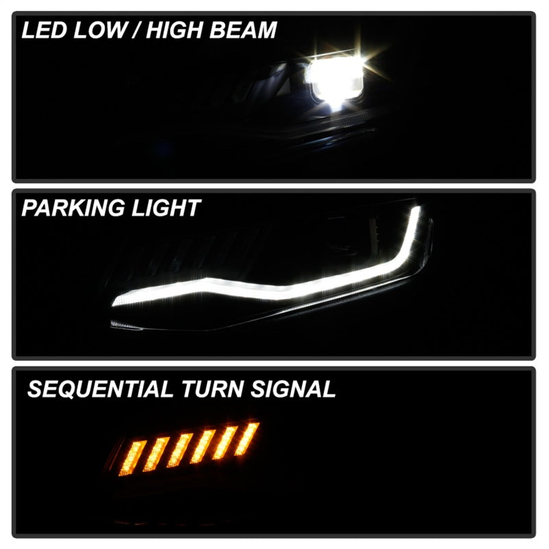 Spyder Chevy Camaro 16-18 HID Model Full LED Headlights Black PRO-YD-CCAM16HIDAP-SEQ-BK SPYDER