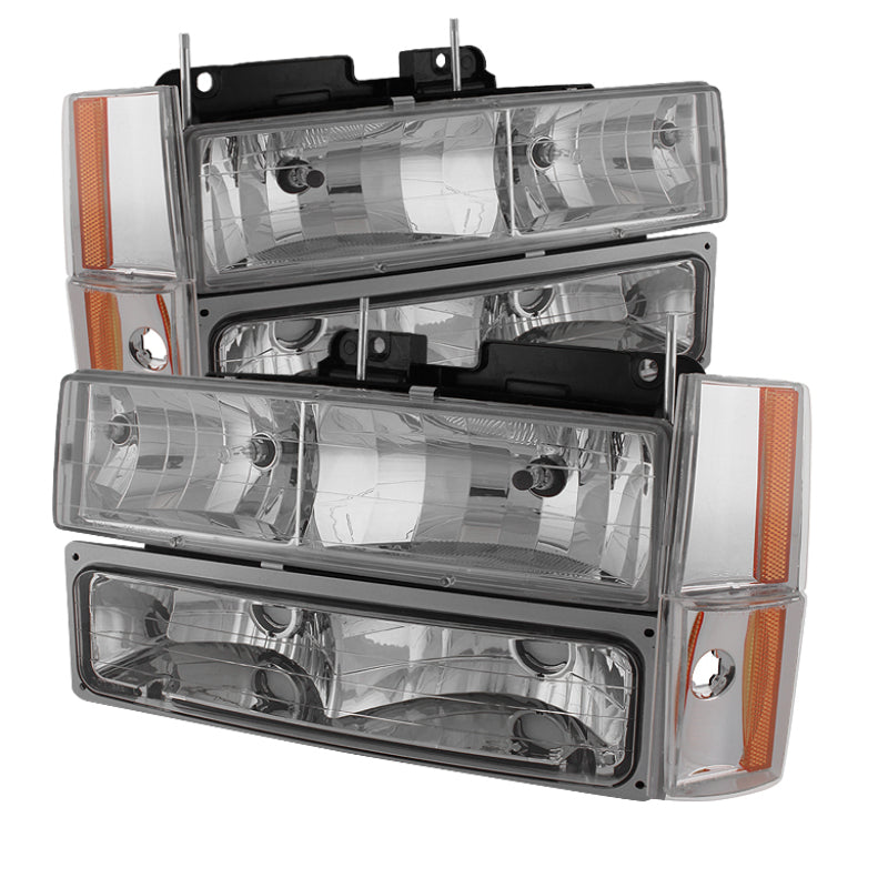 Xtune GMC Yukon 92-93 Crystal Headlights w/ Corner & Bumper Chrome HD-JH-GMCCK88-AM-C-SET SPYDER