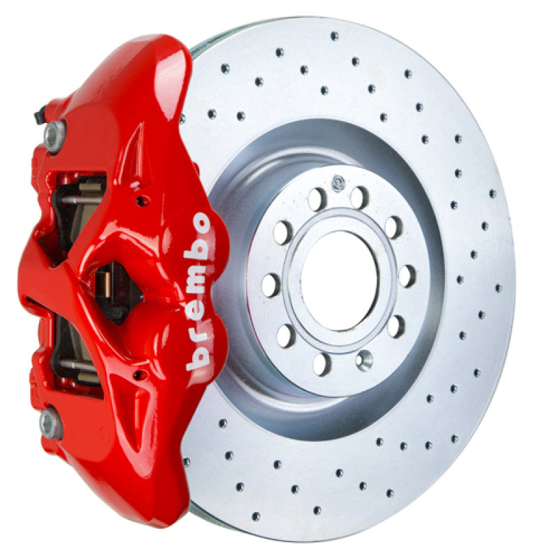 Brembo 07-15 TT 2.0T/07-15 TT 3.2/09-15 TTS Front GT BBK 4 Piston Cast 345x30 1pc Rotor Drilled-Red Brembo