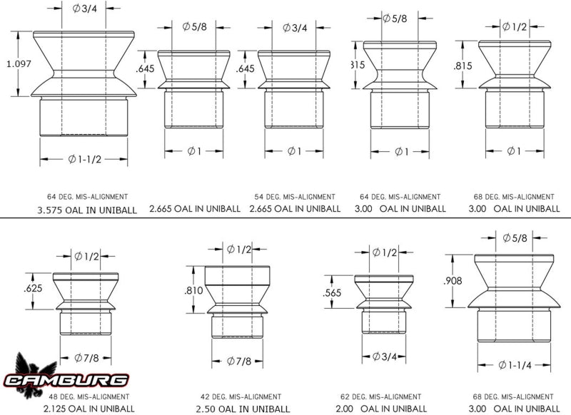 Camburg 7/8in. x 1/2in. Tall Hi-misalignment Spacers (pair) CAM-040033