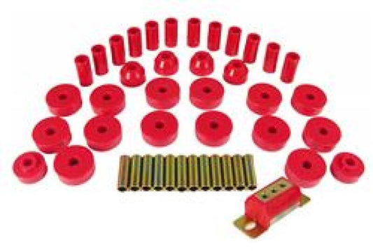 Prothane Total Vehicle Suspension Bushing Kit for 1974–1975 Jeep CJ5/CJ7 w/Trans. Mount, Red – 1-2013