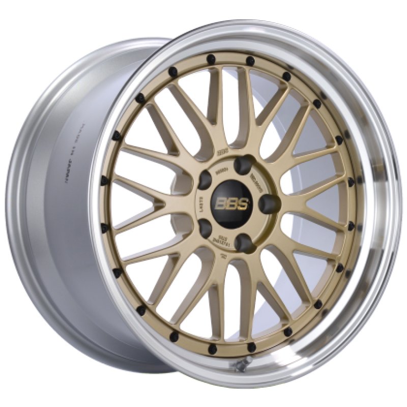 BBS LM 19x10 5x114.3 ET40 PFS Gold Center Diamond Cut Lip Wheel - 82mm PFS/Clip Required LM119GPK