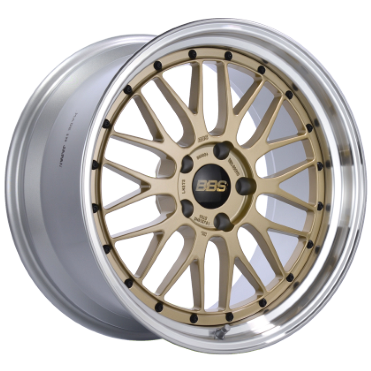 BBS LM 20x10 5x114.3 ET38 PFS Gold Center Diamond Cut Lip Wheel - 82mm PFS/Clip Required LM186GPK