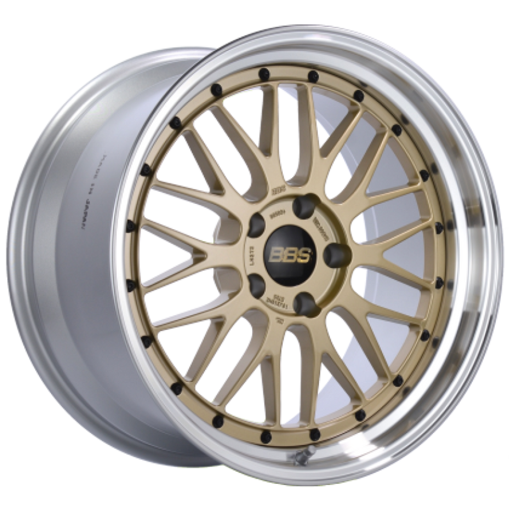 BBS LM 20x10 5x114.3 ET38 PFS Gold Center Diamond Cut Lip Wheel - 82mm PFS/Clip Required