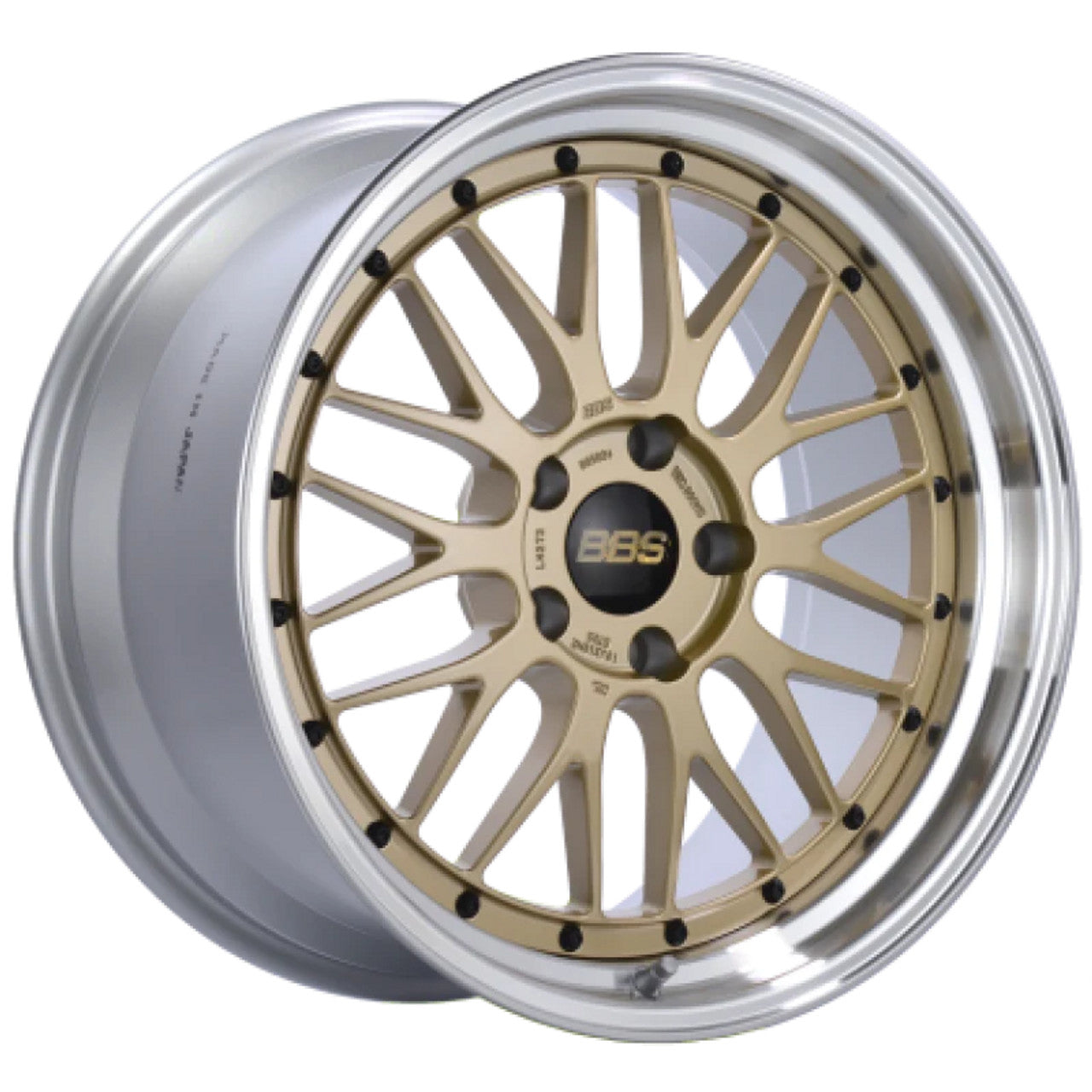 BBS LM 18x8 5x114.3 ET40 Gold Center Diamond Cut Lip Wheel - 82mm PFS/Clip Required LM080GPK