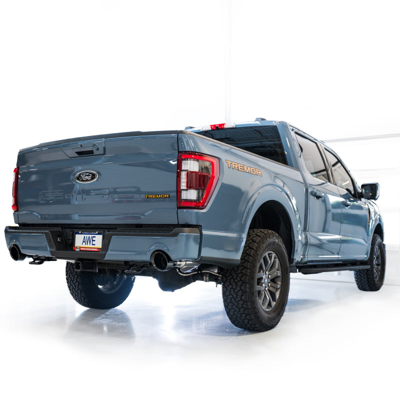 AWE Tuning 2021+ Ford F-150 Tremor (w/ Bumper Cutouts) 0FG Resonated Catback - Diamond Black Tips AWE Tuning