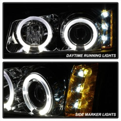 Spyder Chevy Silverado 1500 03-06 Projector Headlights LED Halo LED Ambr Reflctr Ch PRO-YD-CS03-AM-C SPYDER