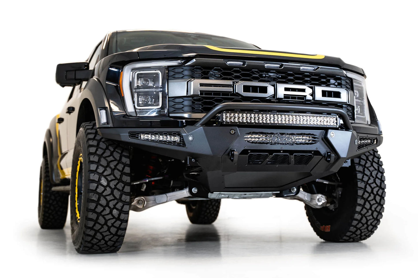 Addictive Desert Designs HoneyBadger Front Bumper w/ Top Hoop | 2021–2025 Ford F-150 Raptor & Raptor R