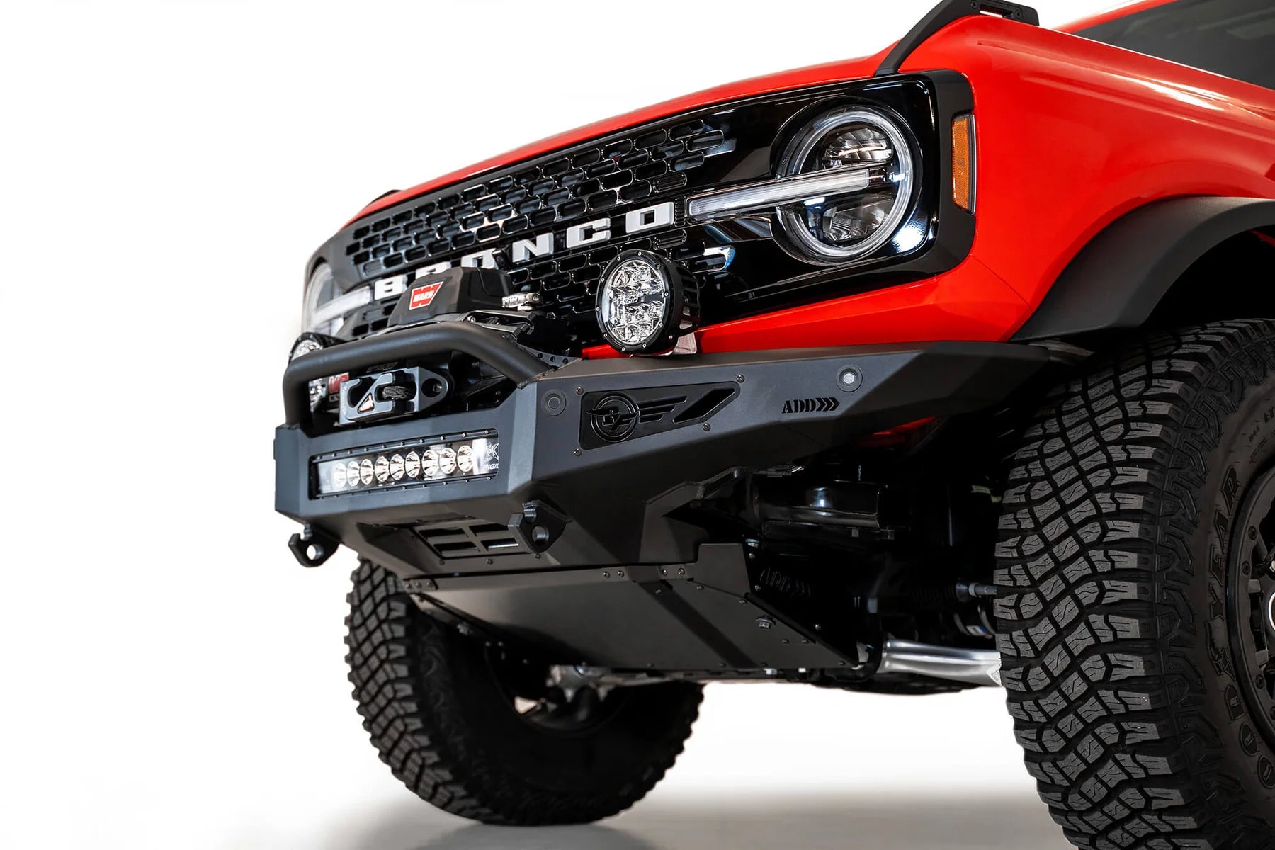Addictive Desert Designs Rock Fighter Winch Front Bumper | 2021–2025 Ford Bronco SKU: F230181060103