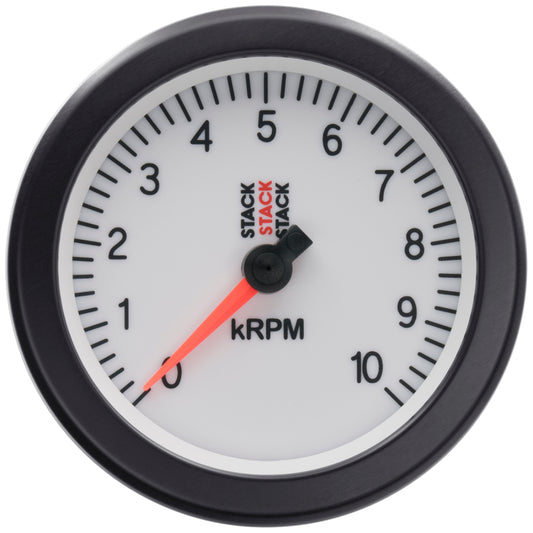 Autometer Stack Sport 88mm 0-10K RPM Tachometer - White ST100-010W