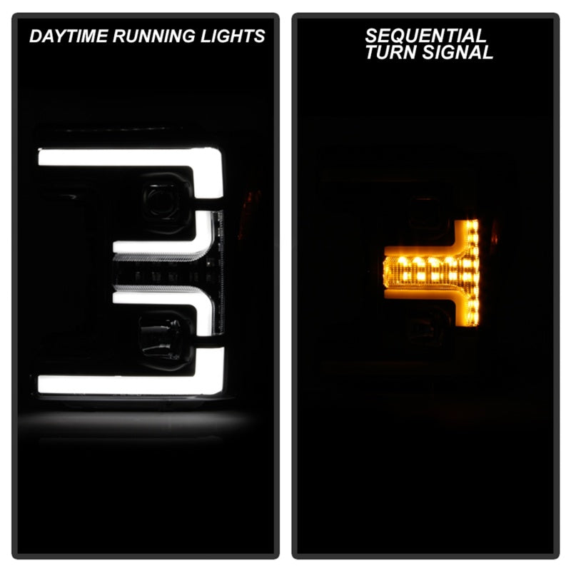 Spyder Ford F-250/F-350/F450 Super Duty 17-18 Projector Headlights Black PRO-YD-FS17-SBSEQ-BK SPYDER