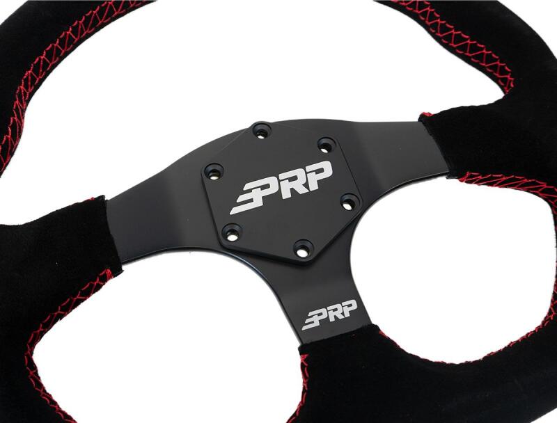 PRP Suede D-Shape Steering Wheel - Red G253