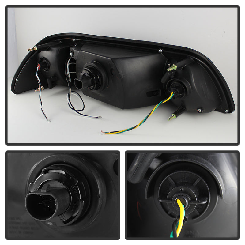 Spyder Ford Mustang 87-93 1PC LED (Replaceable LEDs)Crystal Headlights Black HD-YD-FM87-1PC-LED-BK SPYDER