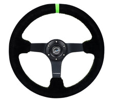 Load image into Gallery viewer, NRG Reinforced Steering Wheel (350mm / 3in. Deep) Camo Suede Mark w/ Neon Grn stitching &amp; Blk Spoke - RST-006MB-S-CAMO