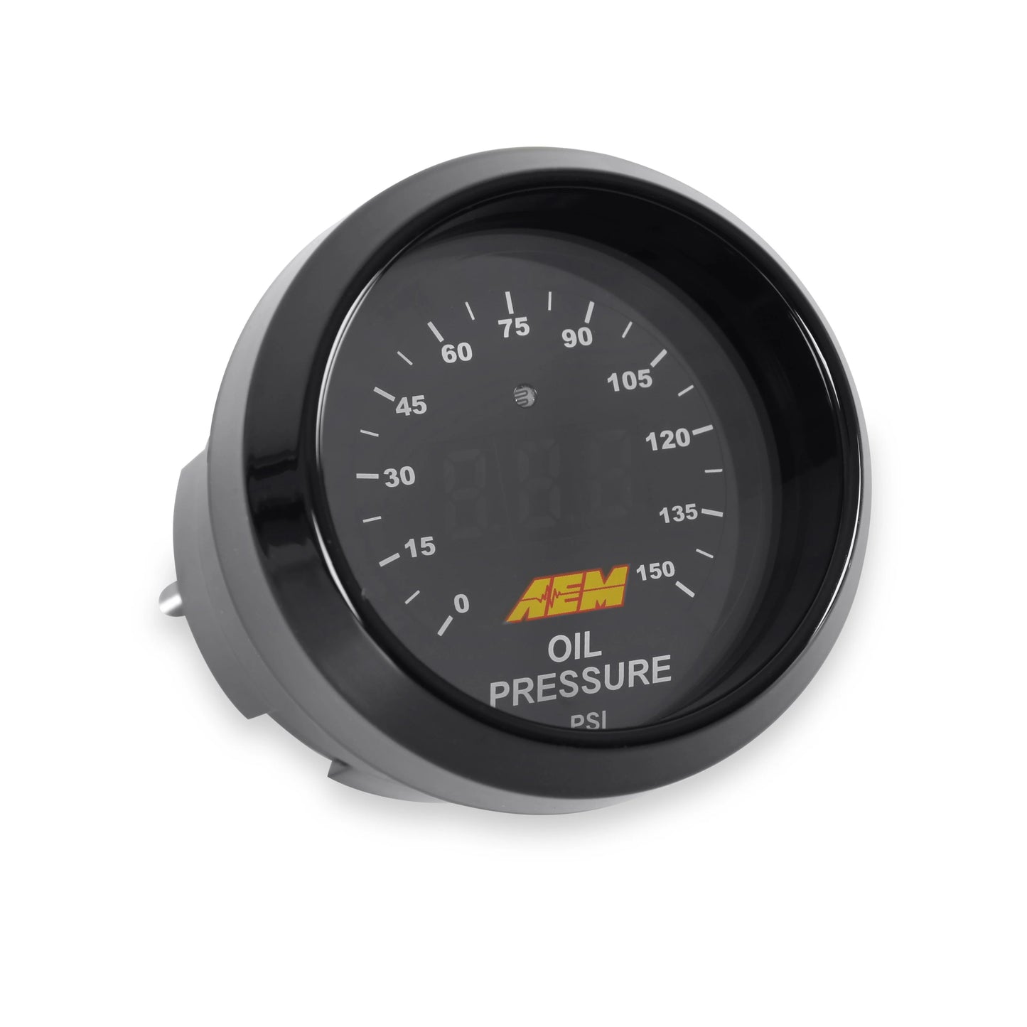 AEM Classic Digital Oil Pressure Gauge Kit 30-4407 with black and silver bezels