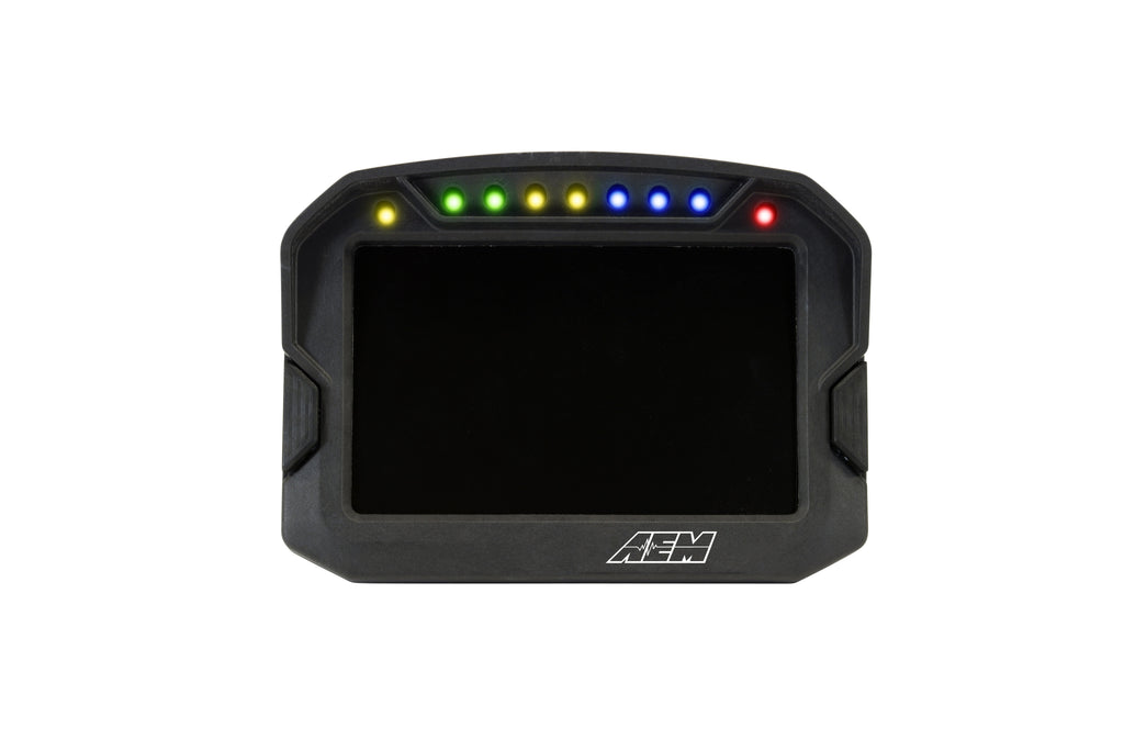 AEM CD-5L Carbon Logging Display with a 5-inch full-color screen and rugged carbon fiber composite housing (Part #30-5601).