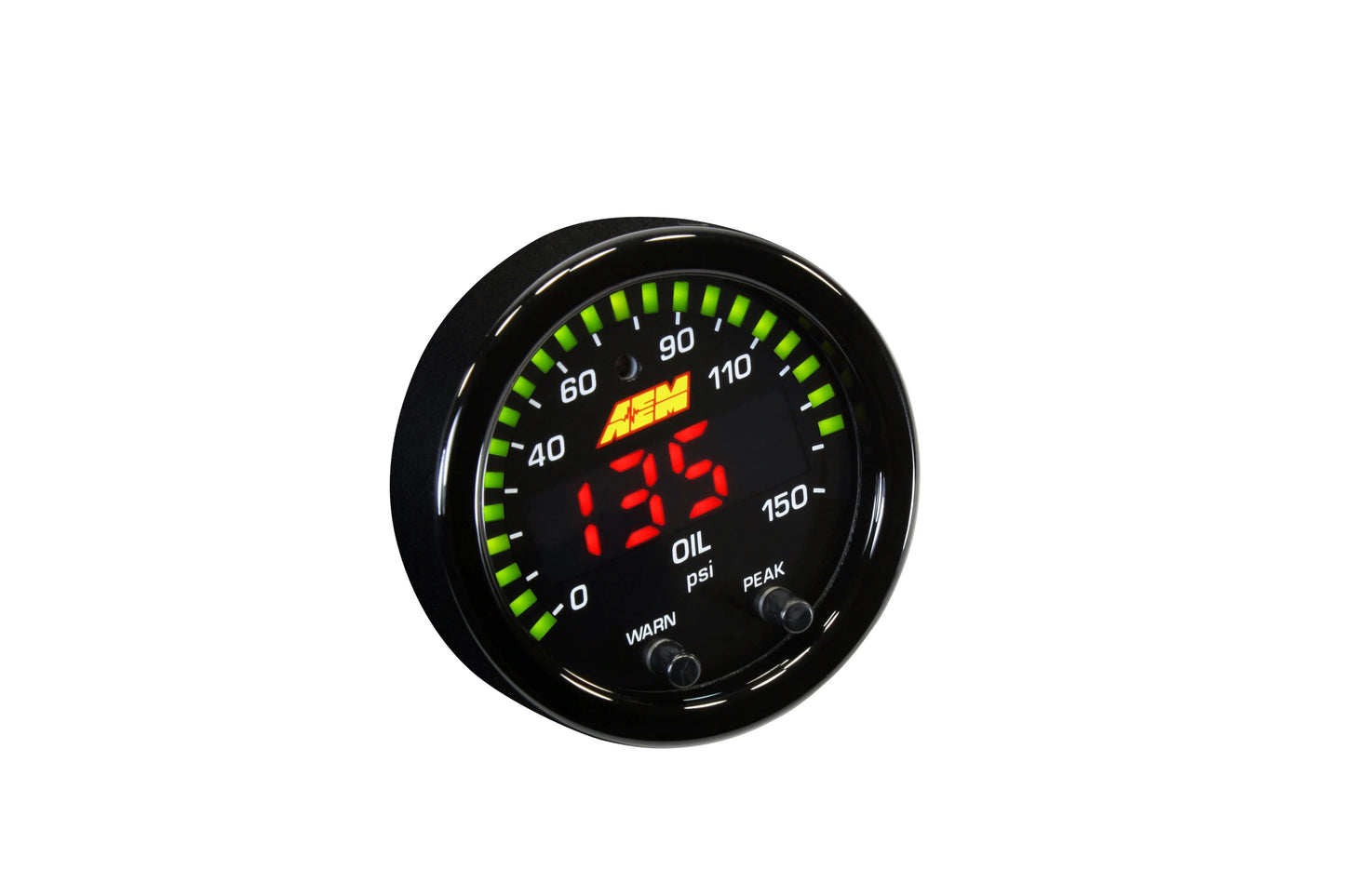 AEM X-Series fluid pressure gauge 0–150 PSI black bezel