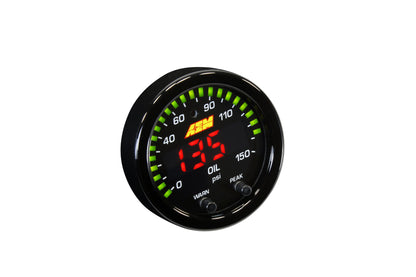 AEM X-Series fluid pressure gauge 0–150 PSI black bezel