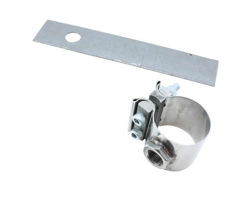 AEM No-Weld O2 Sensor Mount with integrated bung, clamp nut, and hardware for easy installation (Part #30-2355-200).