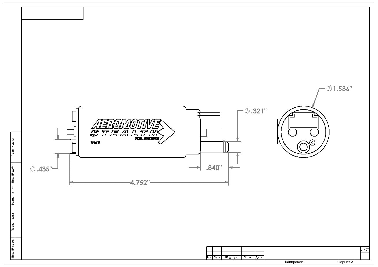 Aeromotive 11542 Stealth 340 LPH in-tank fuel pump E85 compatible