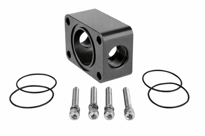 Aeromotive 11739 spur gear pump distribution block with dual AN-08 ports