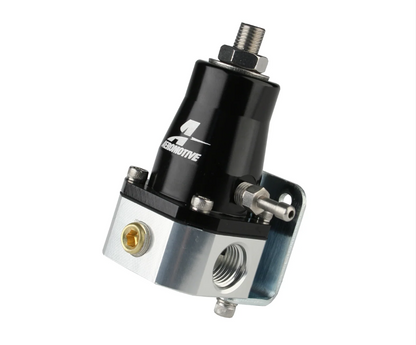 Aeromotive 13130 EFI bypass fuel pressure regulator kit with pressure gauge and fittings for universal EFI fuel systems, adjustable 40-75 PSI performance regulator