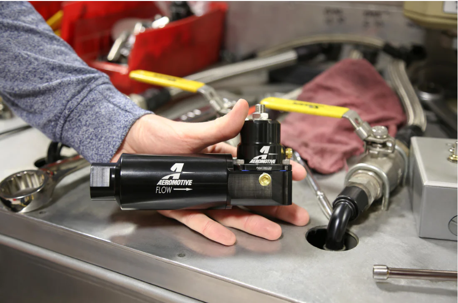 Aeromotive 13147 EFI fuel pressure regulator and 10 micron fuel filter combo with AN-06 ports