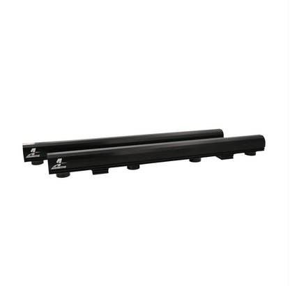 Aeromotive black billet fuel rails for Ford 5.0L Coyote Mustang and F150 14176