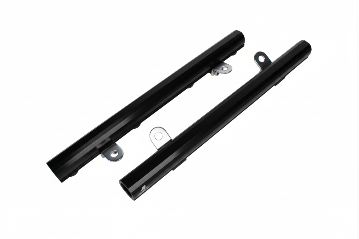 Aeromotive black billet fuel rails for Ford 5.0L Coyote Mustang and F150 14176